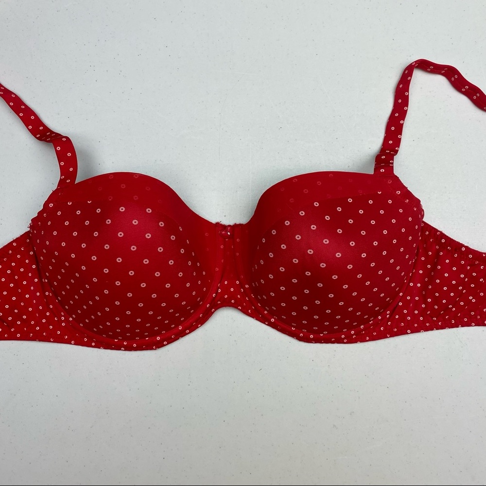 PD Twist RED/WHT Balconette, 34D. *P1065